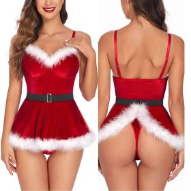 Womens Christmas Lingerie Red Santa Babydolls Chemises Set (size: 2XL)